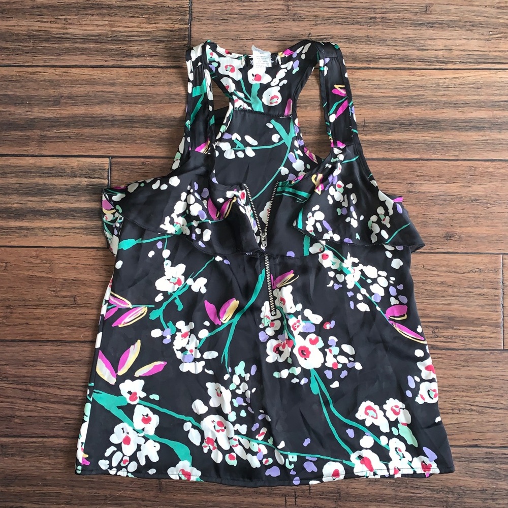 NWOT Lily White Zip Front Floral Razor back Tank - Picture 3 of 8